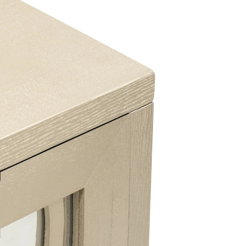 Sideboard-Buffetschrank mit 3 verspiegelten Glastüren und silbernem Griff - 47.2"L x 15.6"W x 33.9"H