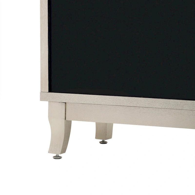 Sideboard-Buffetschrank mit 3 verspiegelten Glastüren und silbernem Griff - 47.2"L x 15.6"W x 33.9"H