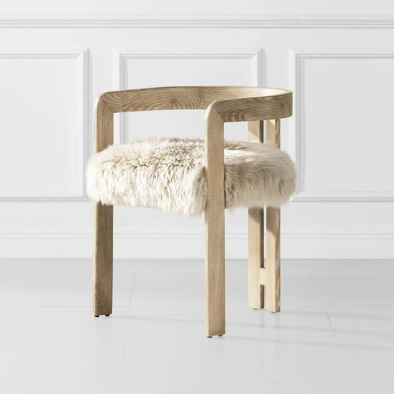 Silla de comedor de piel de oveja