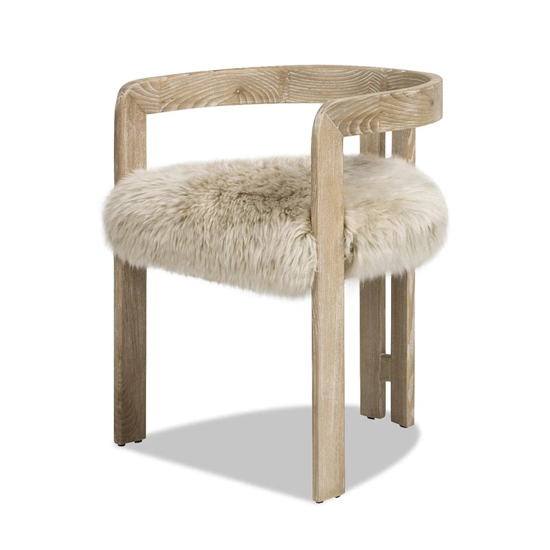 Silla de comedor de piel de oveja