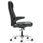 Sillón de oficina giratorio de piel sintética con reposabrazos abatibles