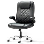 Sillón de oficina giratorio de piel sintética con reposabrazos abatibles