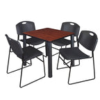 Juego de mesa cuadrada para sala de descanso con 4 sillas apilables