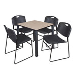 Juego de mesa cuadrada para sala de descanso con 4 sillas apilables