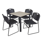 Juego de mesa cuadrada para sala de descanso con 4 sillas apilables