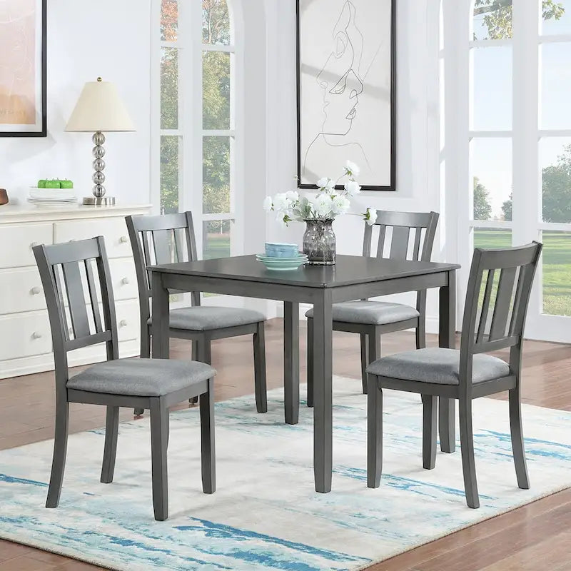 Mesa de Comedor Cuadrada para 4 – Tapa de Chapa de Madera, 34.5" x 34.5"