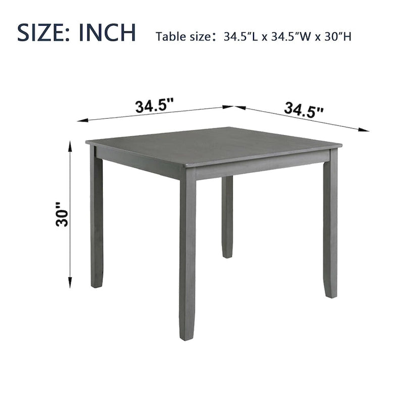 Mesa de Comedor Cuadrada para 4 – Tapa de Chapa de Madera, 34.5" x 34.5"