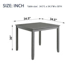 Mesa de Comedor Cuadrada para 4 – Tapa de Chapa de Madera, 34.5" x 34.5"