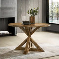 Mesa de comedor con base de caballete cruzado para cocina y comedor, marrón