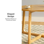Mesa de comedor redonda de madera maciza con patas geométricas