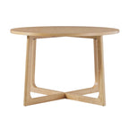 Mesa de comedor redonda de madera maciza con patas geométricas