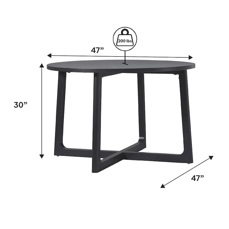 Mesa de comedor redonda de madera maciza con patas geométricas