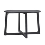 Mesa de comedor redonda de madera maciza con patas geométricas