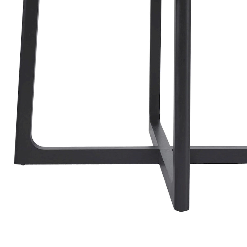 Mesa de comedor redonda de madera maciza con patas geométricas
